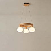 Freyza - Elegant Modern Wooden Dining Room Chandelier with Glass Globes