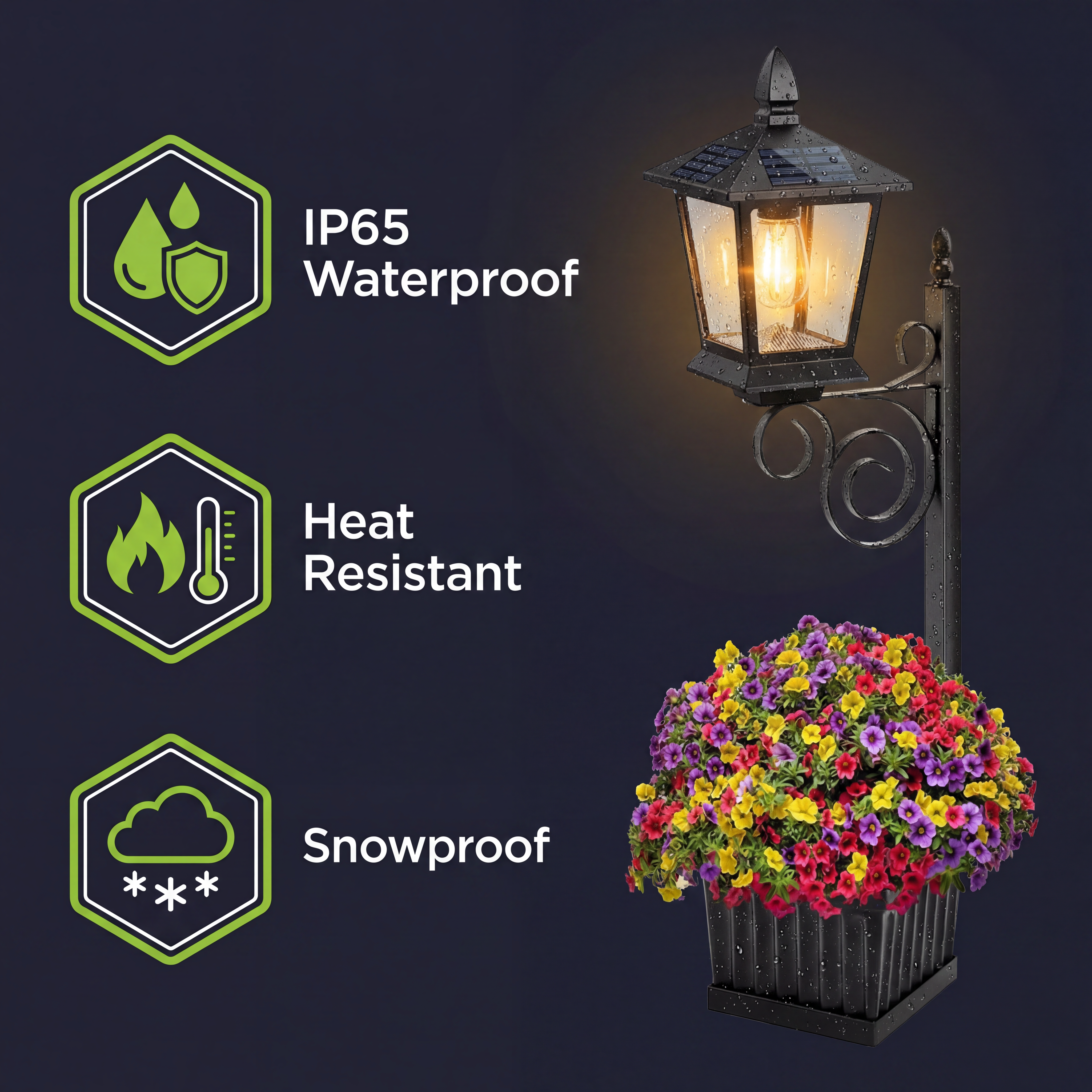Freyza - Stylish Solar Garden Light With Planter & Automatic Dusk Feature