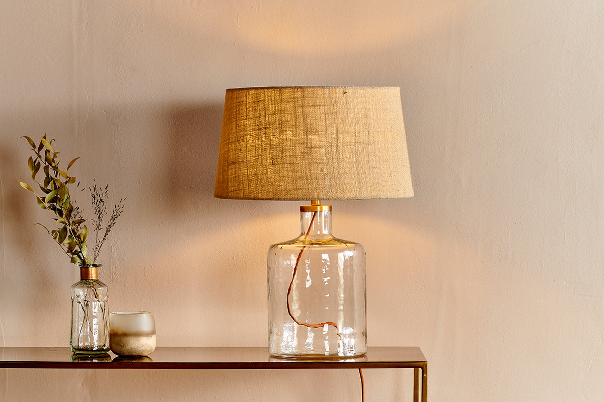 EcoLuxe | Elegant Recycled Glass Textured Table Lamp for Sustainable Living 1