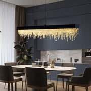 Freyza - RegalAura | Elegant Modern Crystal Rectangular Chandelier in Black or Gold