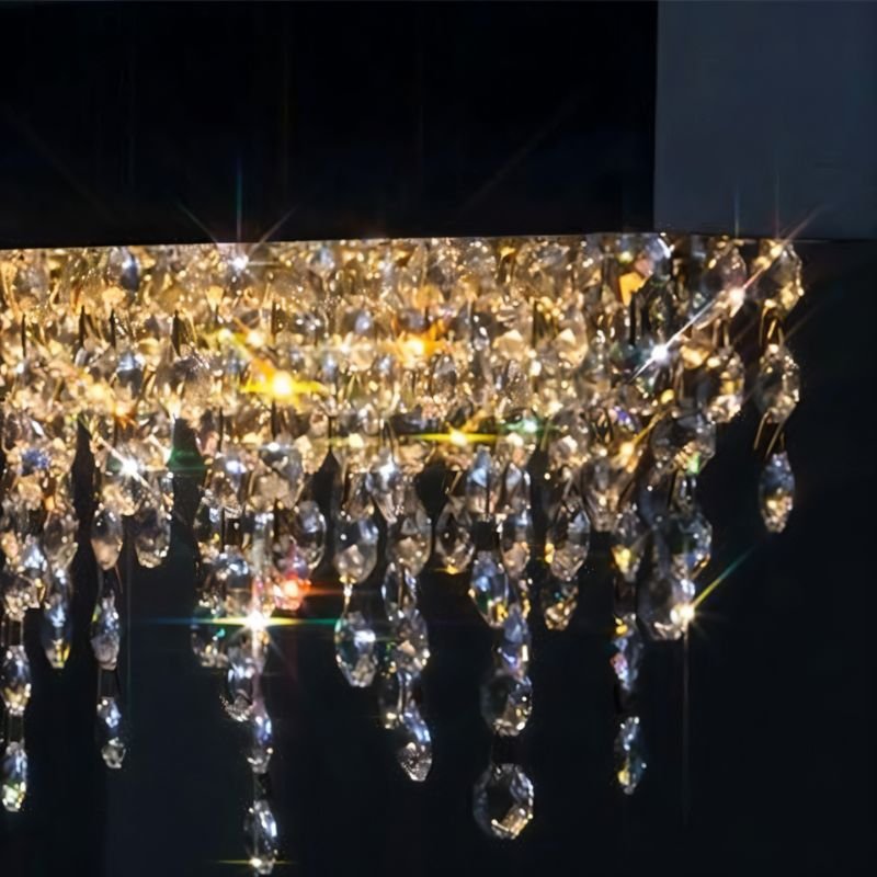 Freyza - RegalAura | Elegant Modern Crystal Rectangular Chandelier in Black or Gold