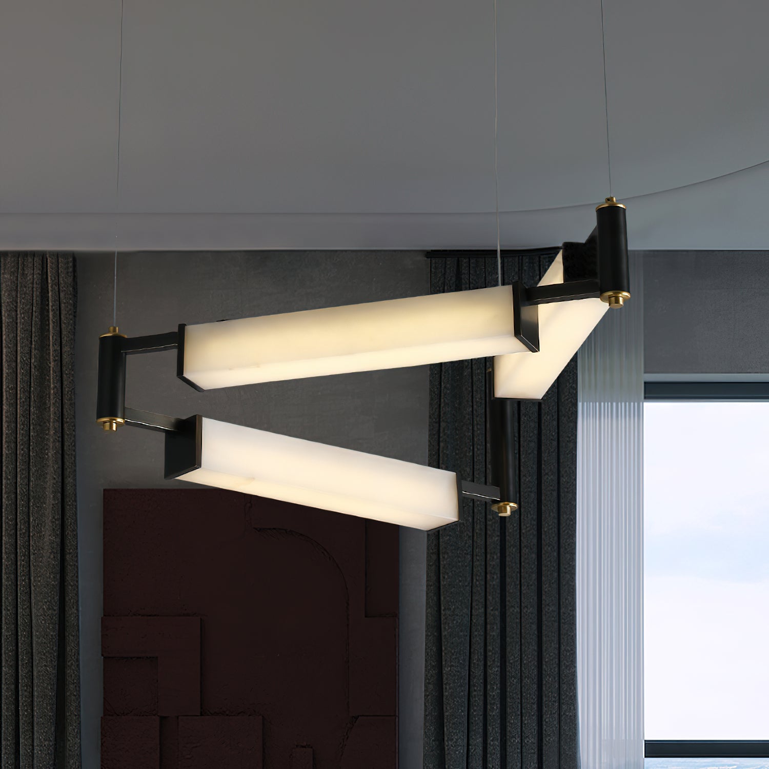 Freyza | Arsorara Brass Alabaster Brass Chandelier – Dining Room Living Room