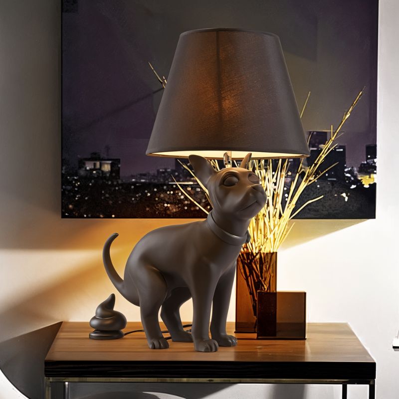 ResinPaw | Quirky Playful Dog Figure Table Lamp for Unique Bedroom Decor 0