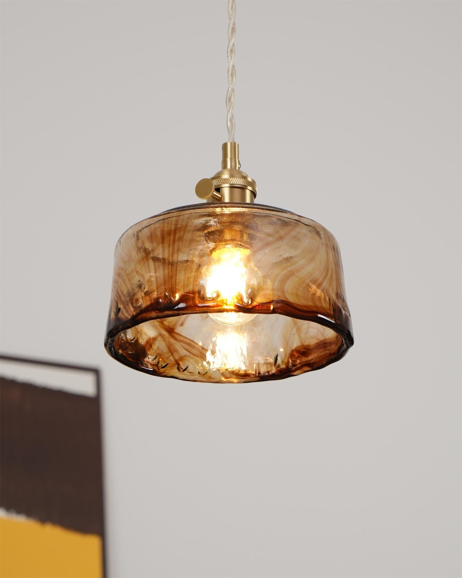 Freyza | Lampe à suspension vintage en verre ambré Amberlyn – Cuisine et salle à manger vintage