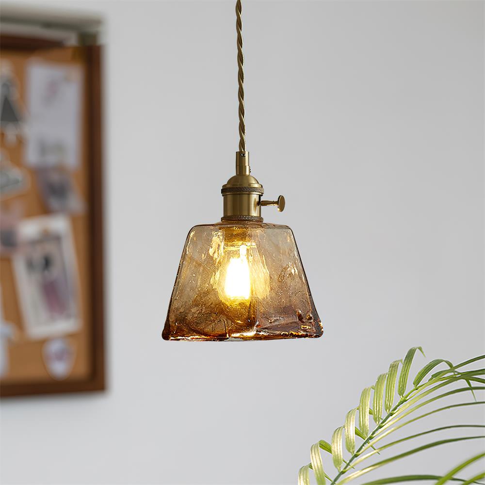 Freyza | Lampe à suspension vintage en verre ambré Amberlyn – Cuisine et salle à manger vintage