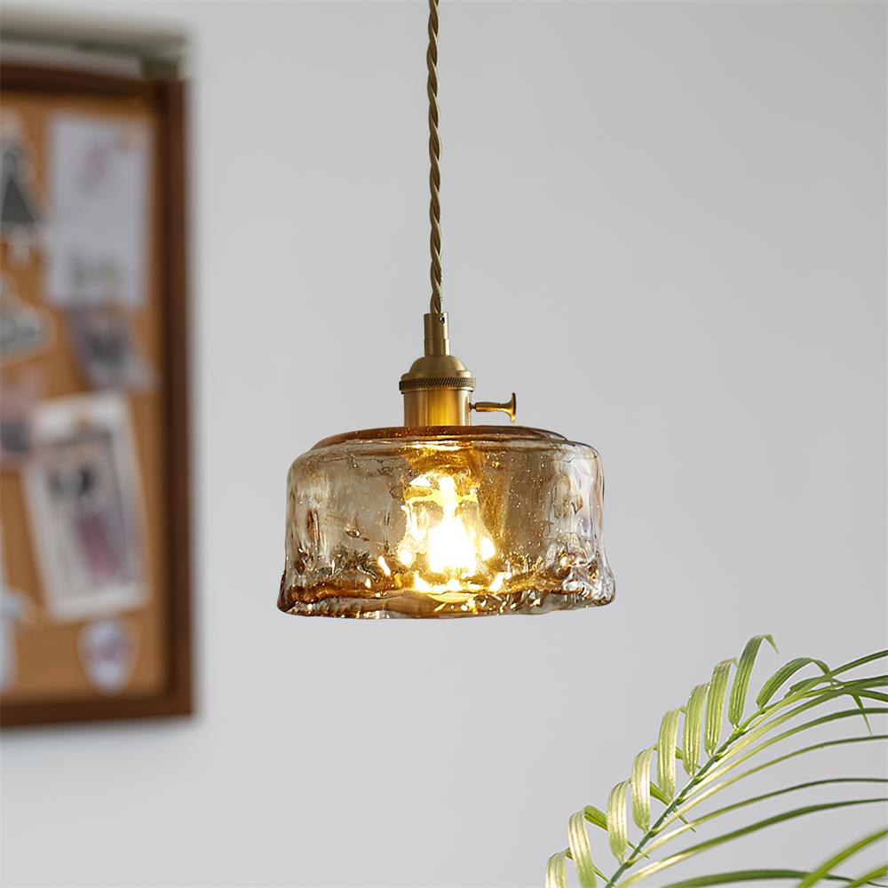 Freyza | Lampe à suspension vintage en verre ambré Amberlyn – Cuisine et salle à manger vintage