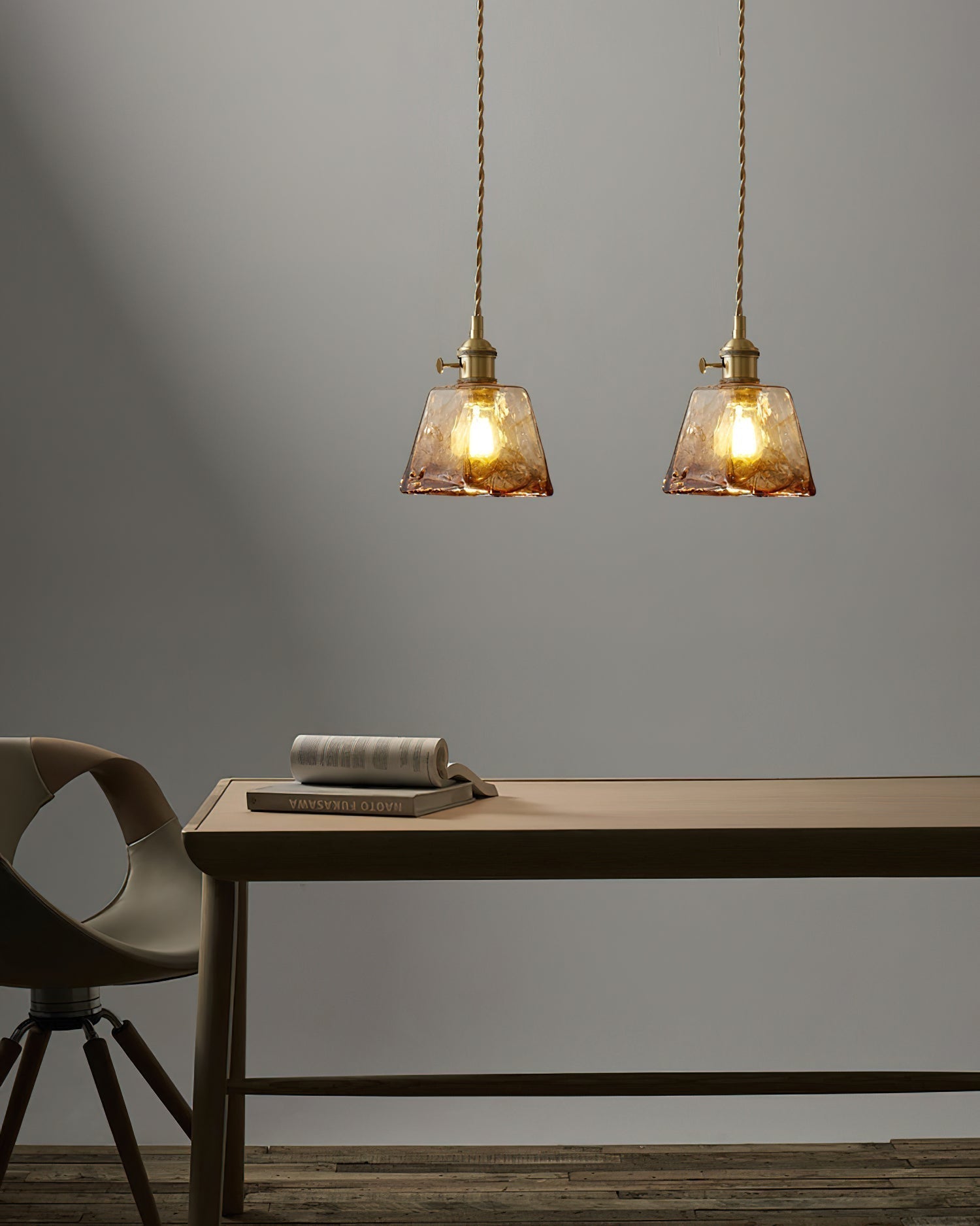 Freyza | Lampe à suspension vintage en verre ambré Amberlyn – Cuisine et salle à manger vintage
