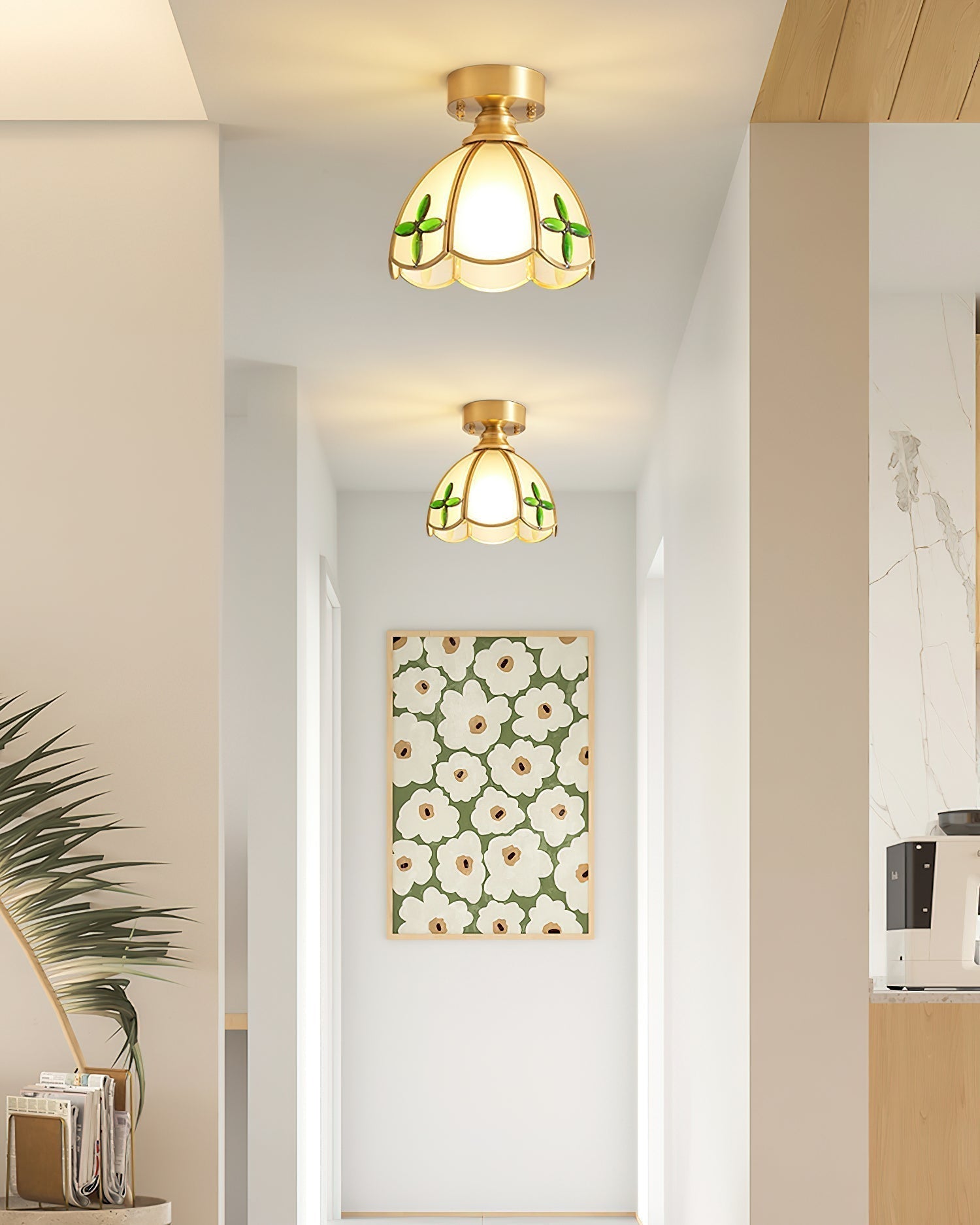 Freyza | Plafonnier en verre de style Tiffany, modèle civelle – chambre, couloir, cuisine
