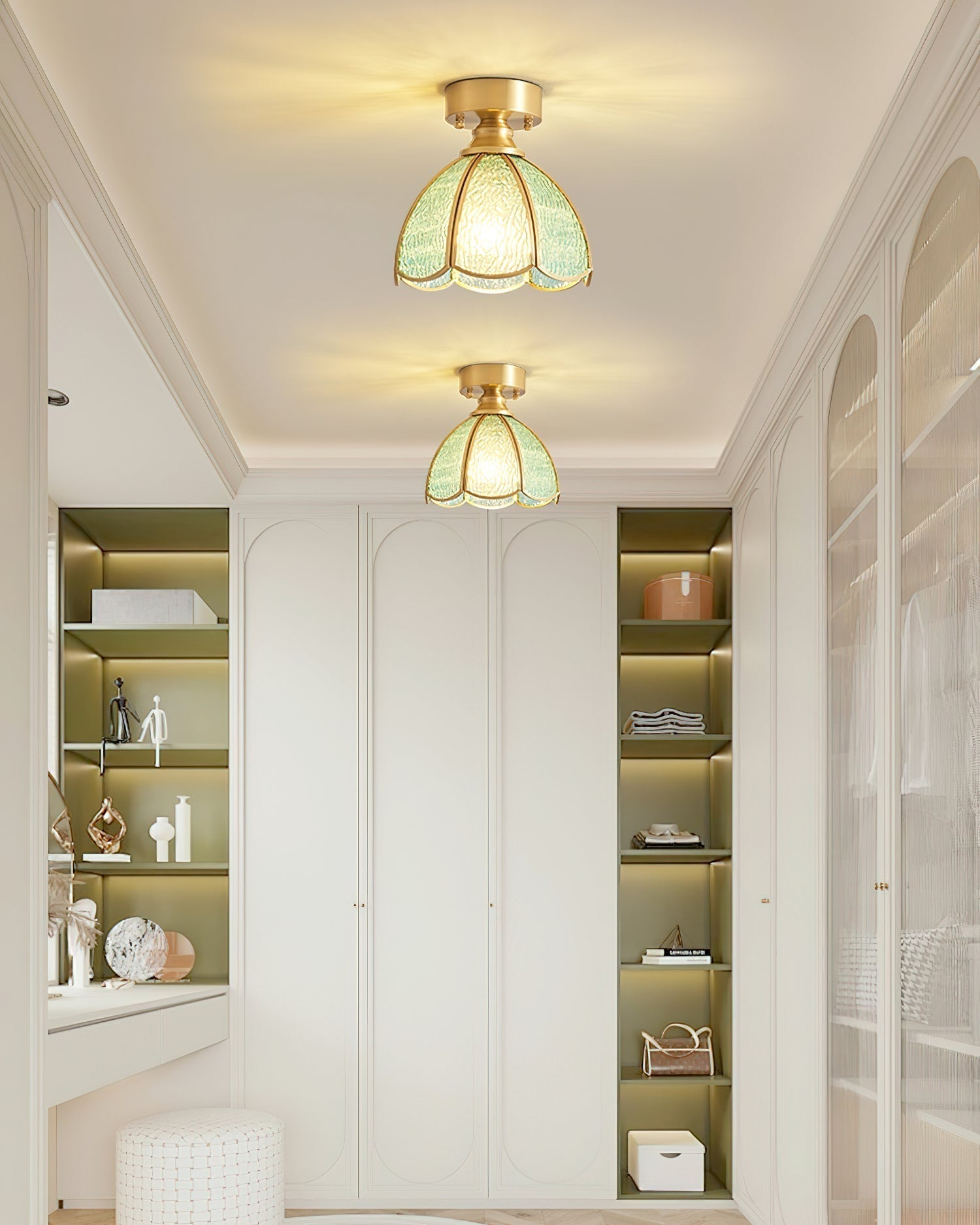Freyza | Plafonnier en verre de style Tiffany, modèle civelle – chambre, couloir, cuisine