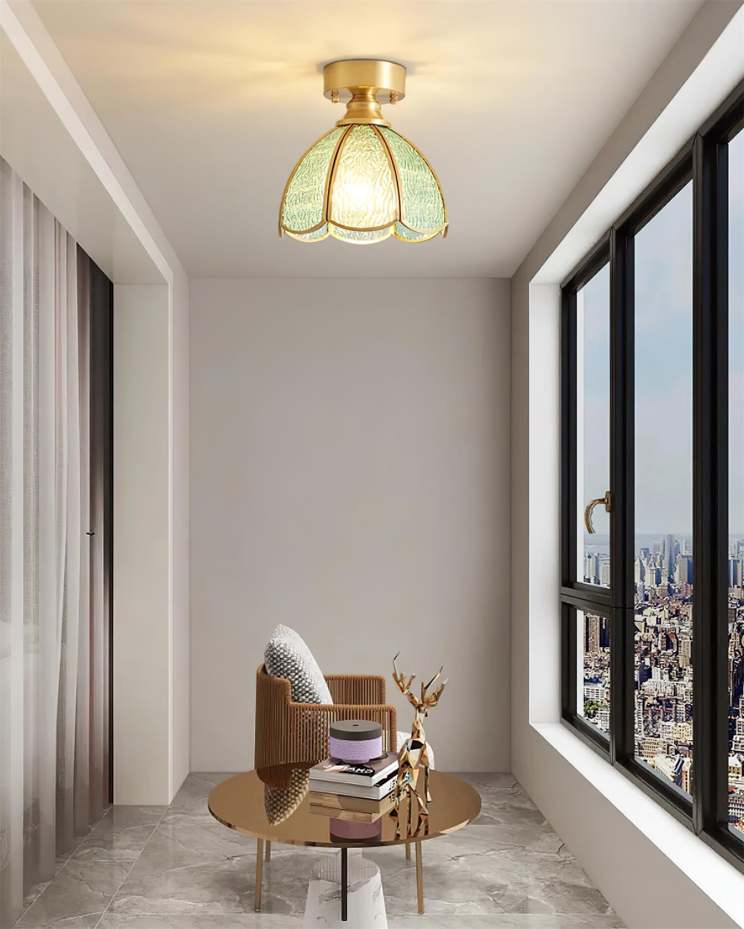 Freyza | Plafonnier en verre de style Tiffany, modèle civelle – chambre, couloir, cuisine