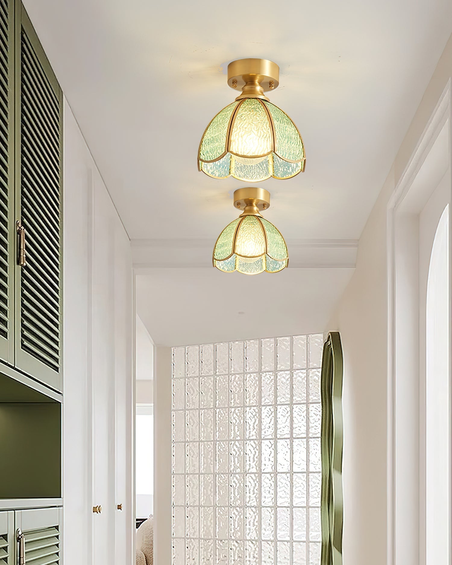 Freyza | Plafonnier en verre de style Tiffany, modèle civelle – chambre, couloir, cuisine
