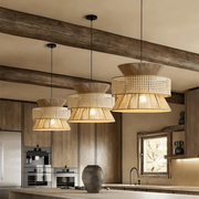 Freyza - RivieraGlow | Elegant Coastal Rattan Pendant Light for Kitchen Decor
