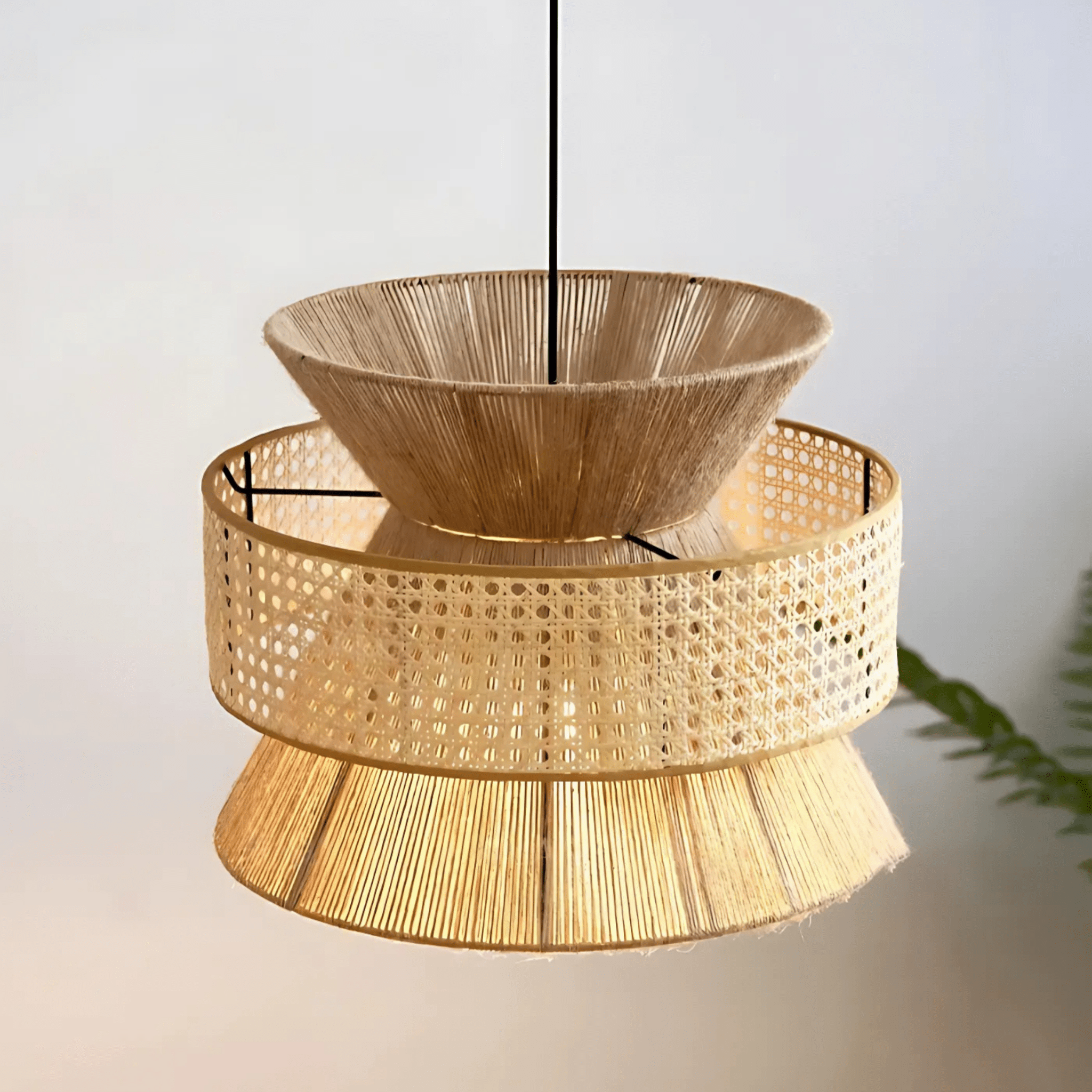 Freyza - RivieraGlow | Elegant Coastal Rattan Pendant Light for Kitchen Decor
