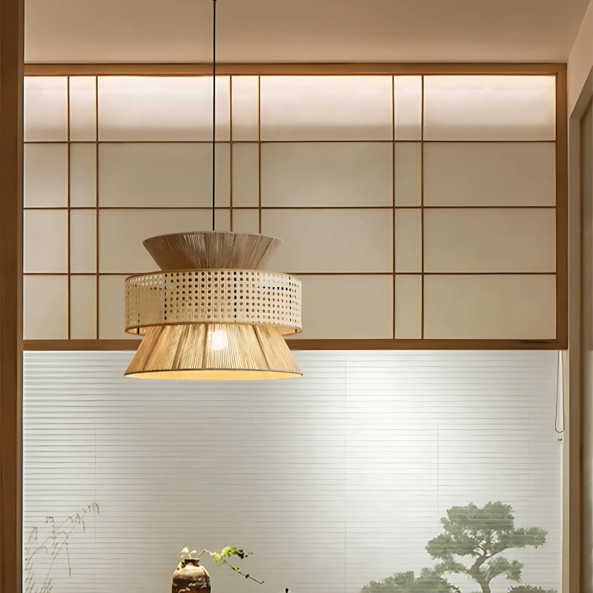 Freyza - RivieraGlow | Elegant Coastal Rattan Pendant Light for Kitchen Decor