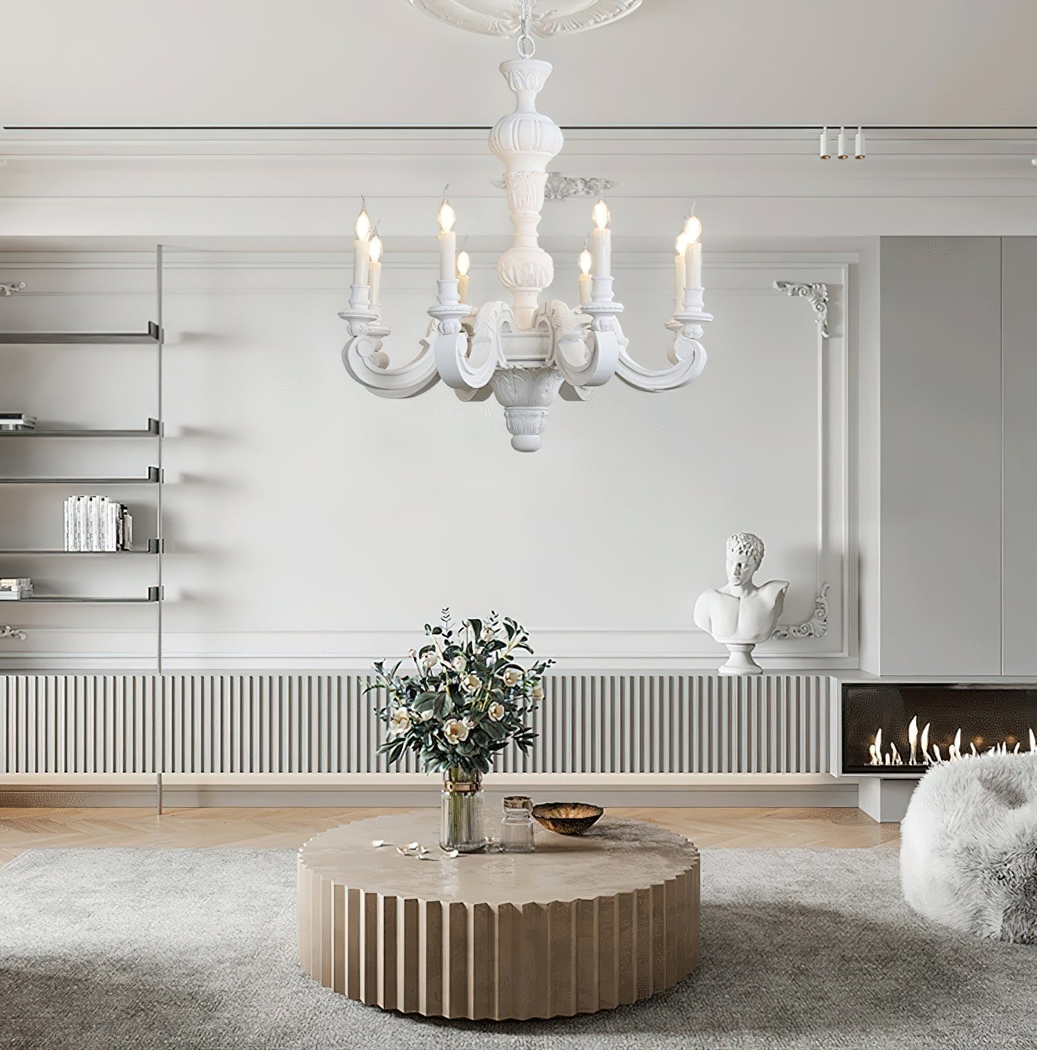 Freyza | Olrinila Roman Pillar Wood Chandelier – Dining Room Living Room