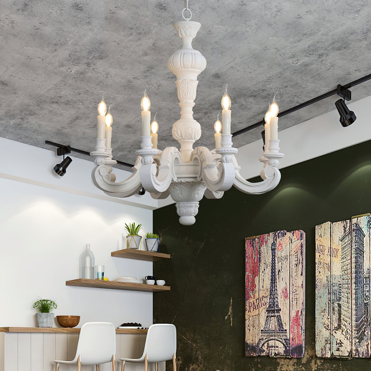 Freyza | Olrinila Roman Pillar Wood Chandelier – Dining Room Living Room