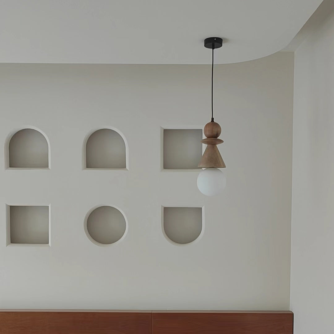 Freyza | Aphais Rook Wooden Glass Wood Pendant Light – Kitchen Dining Room