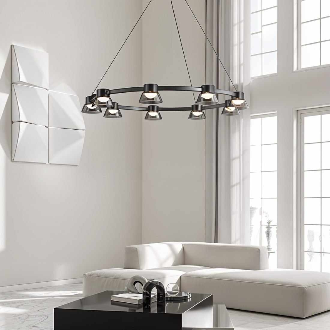 Freyza - Elegant Modern Metal and Glass Chandelier
