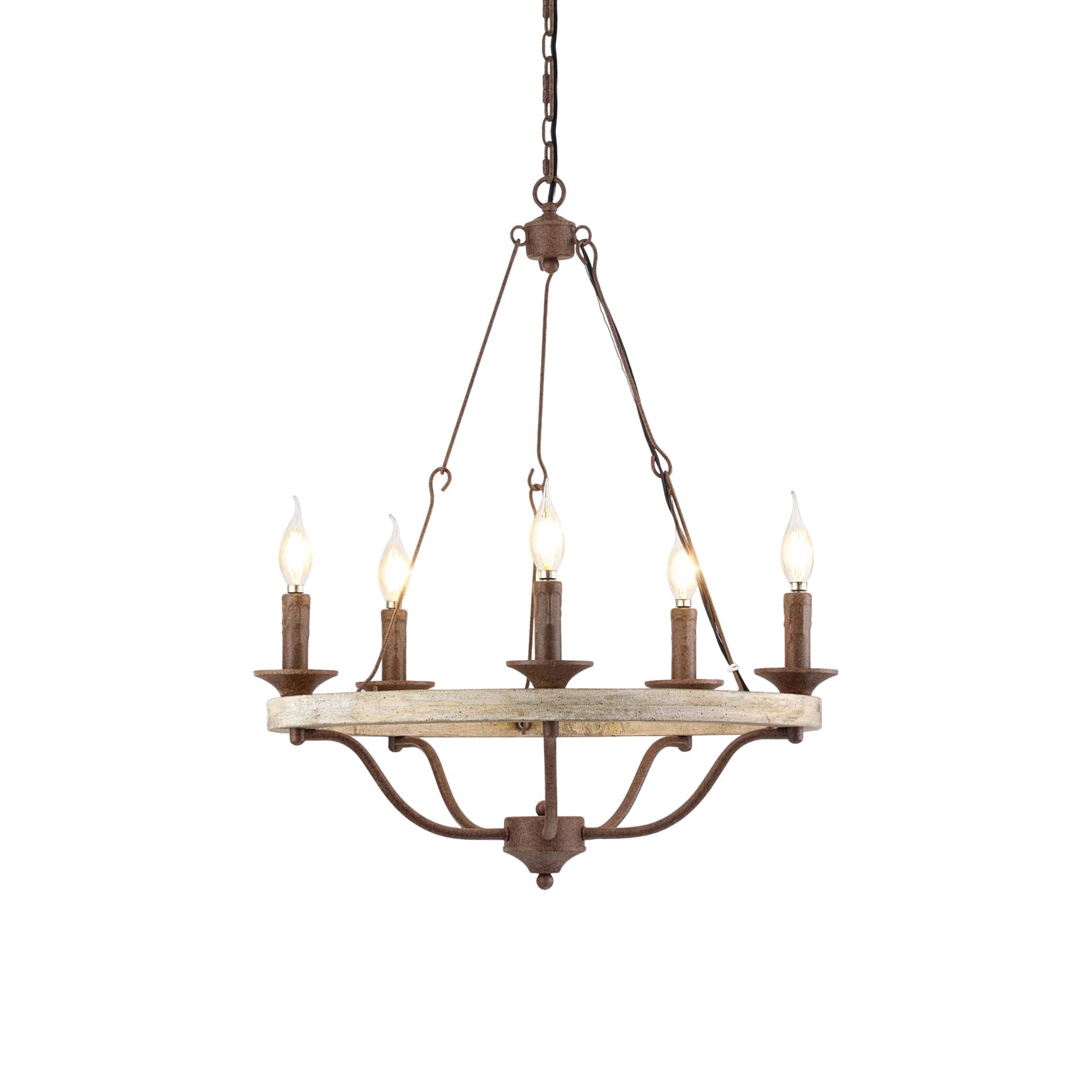 Freyza | Rosalind Vintage-Industrielle Holz-Pendelleuchte – Industrieller Essbereich, Wohnzimmer