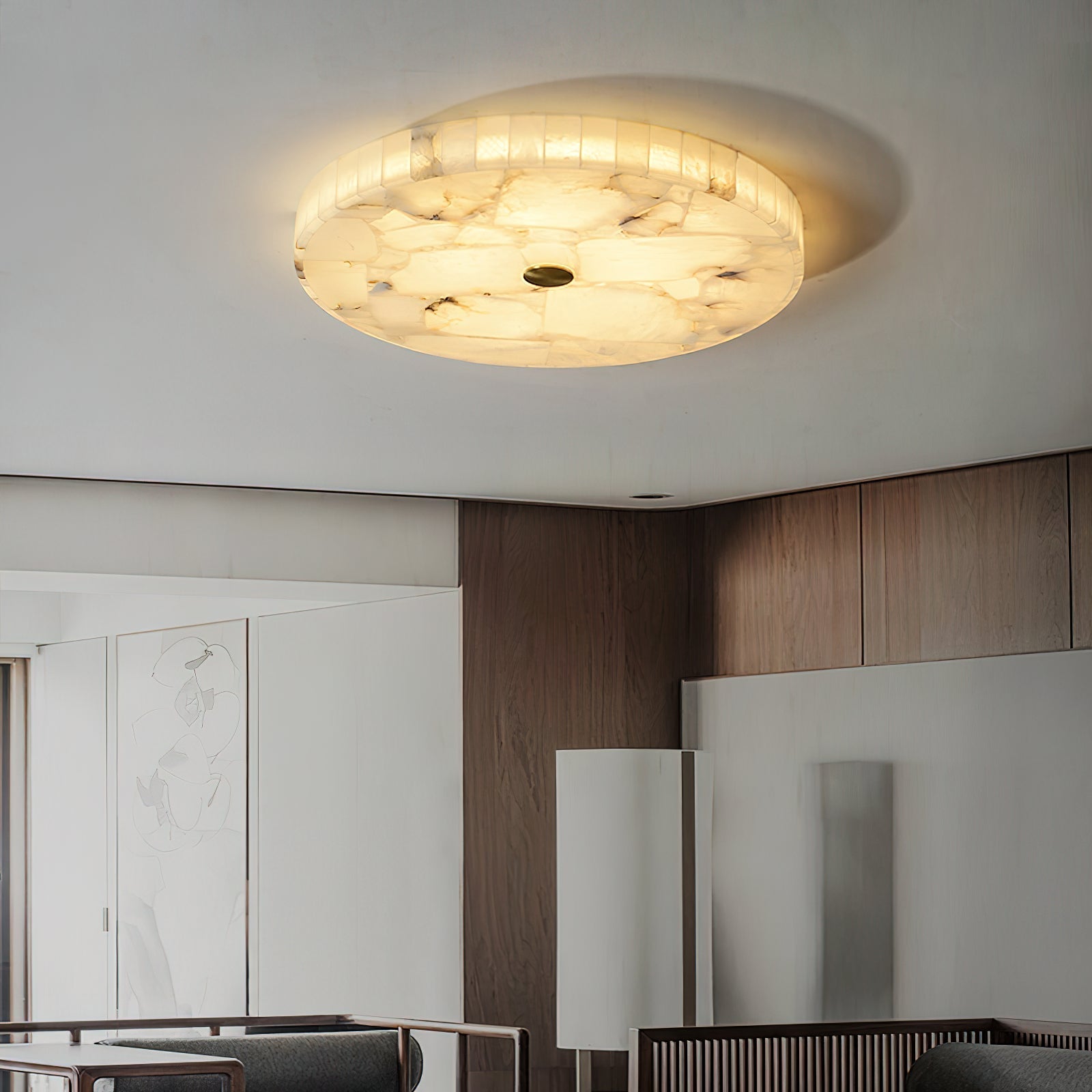 Freyza | Plafonnier rond en albâtre Vosilis – chambre et salon