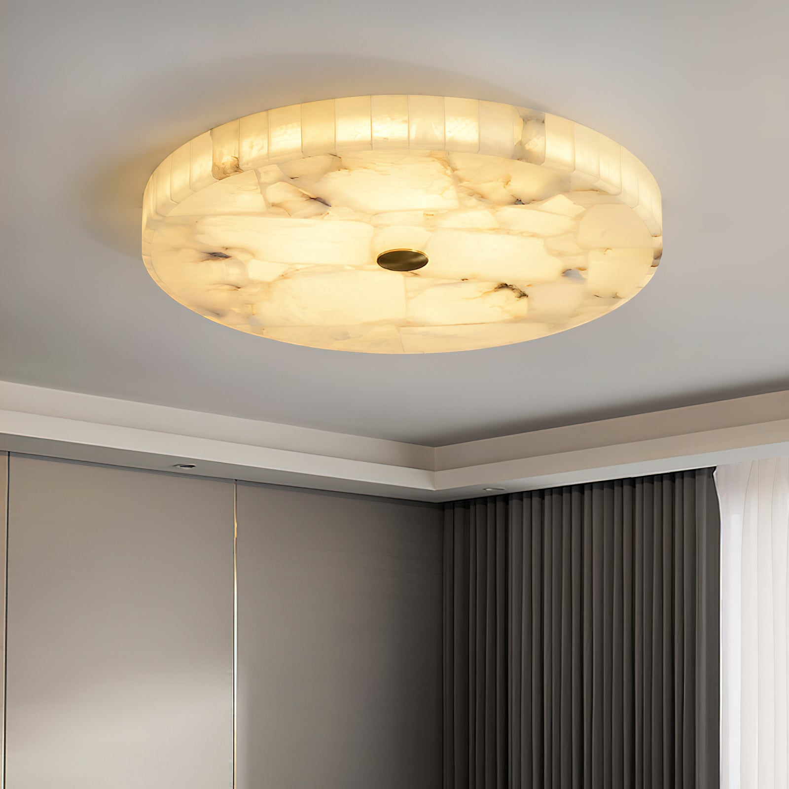 Freyza | Plafonnier rond en albâtre Vosilis – chambre et salon