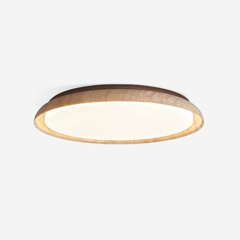 Freyza | Plafonnier rond affleurant en travertin Halo – chambre, couloir, cuisine