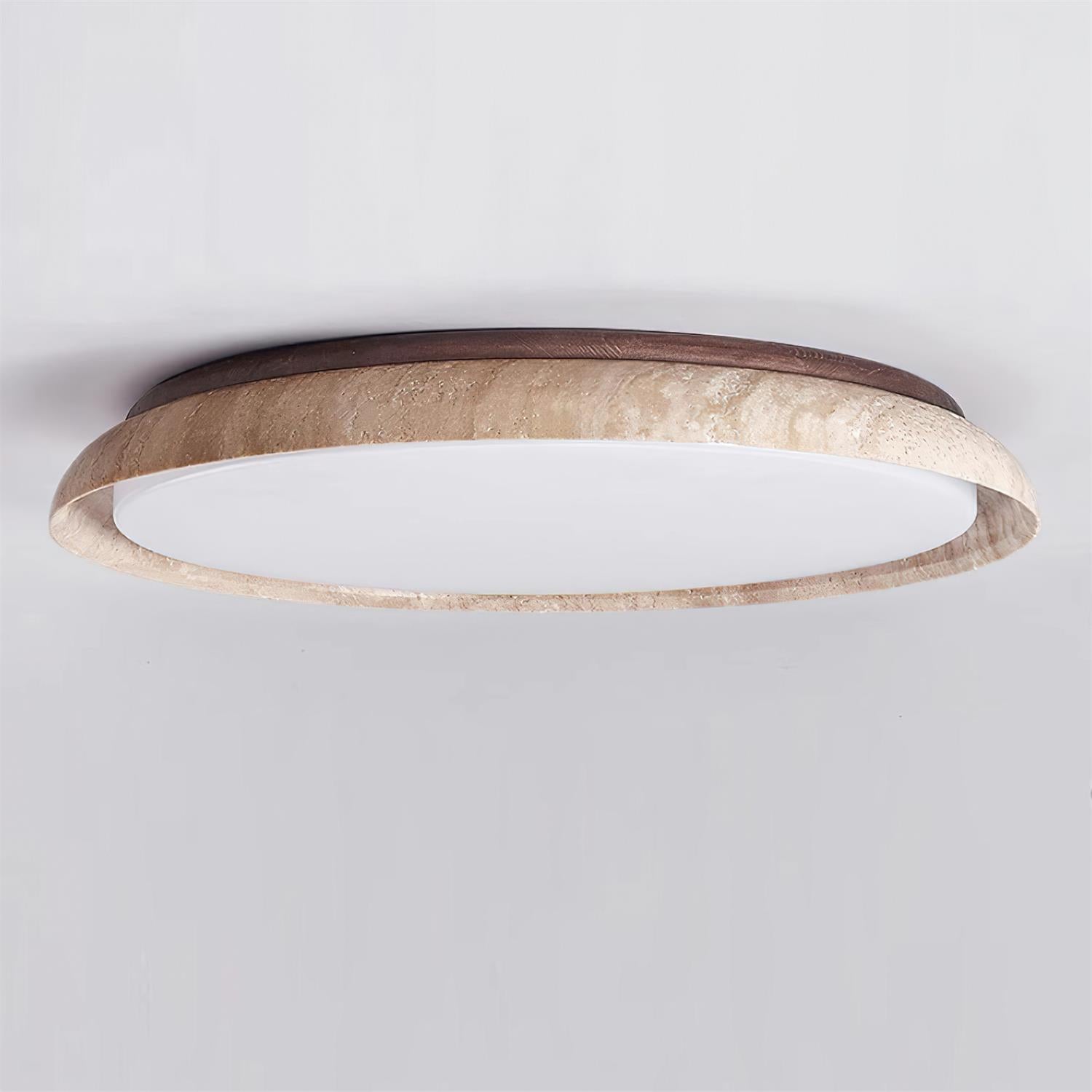 Freyza | Plafonnier rond affleurant en travertin Halo – chambre, couloir, cuisine