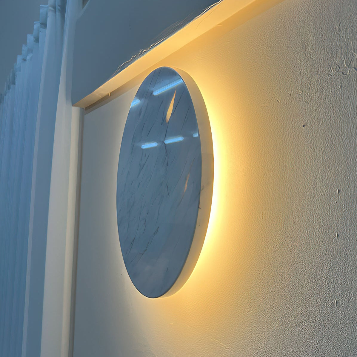 Freyza | Vasilora Round White White Marble Wall Light – Bedroom Hallway