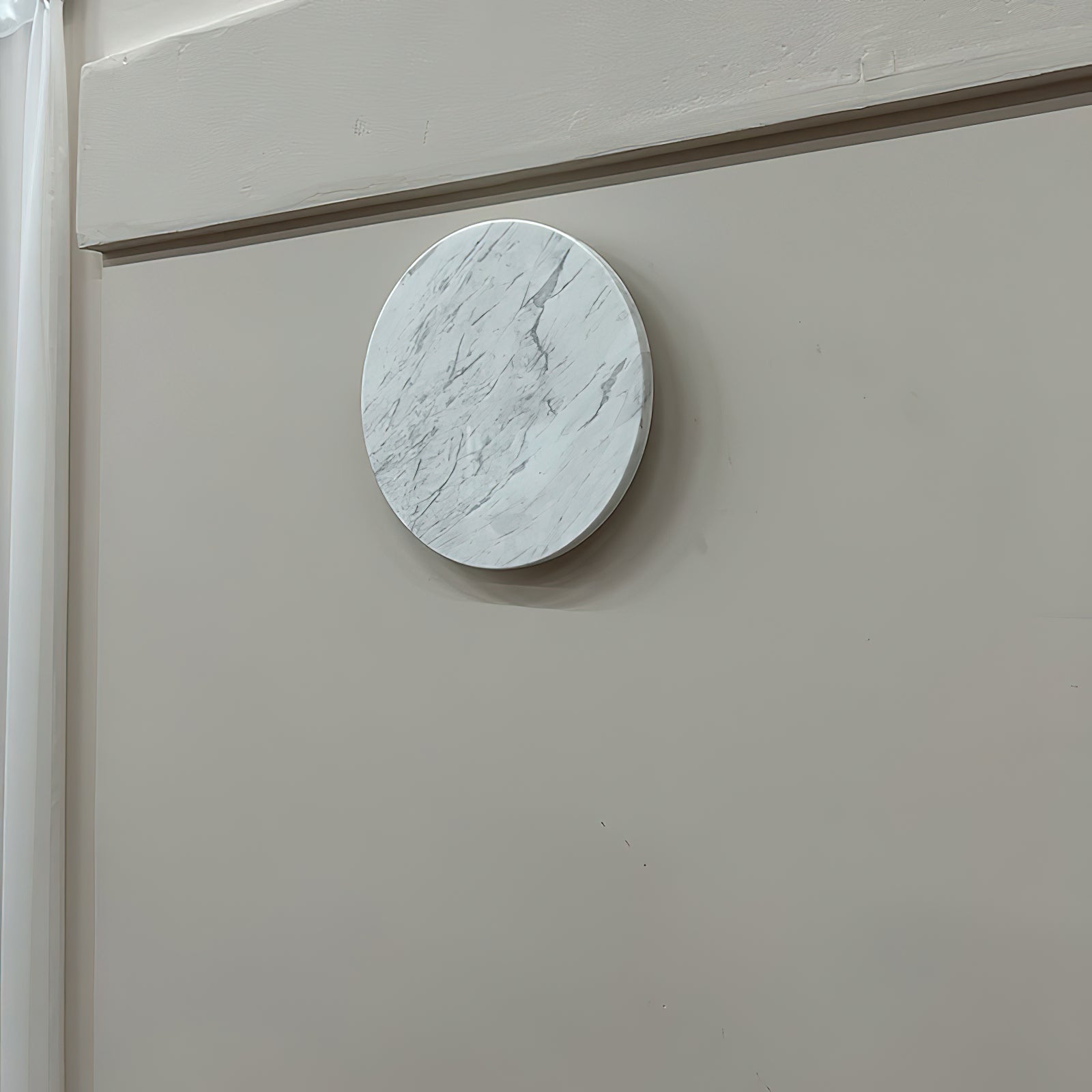 Freyza | Vasilora Round White White Marble Wall Light – Bedroom Hallway