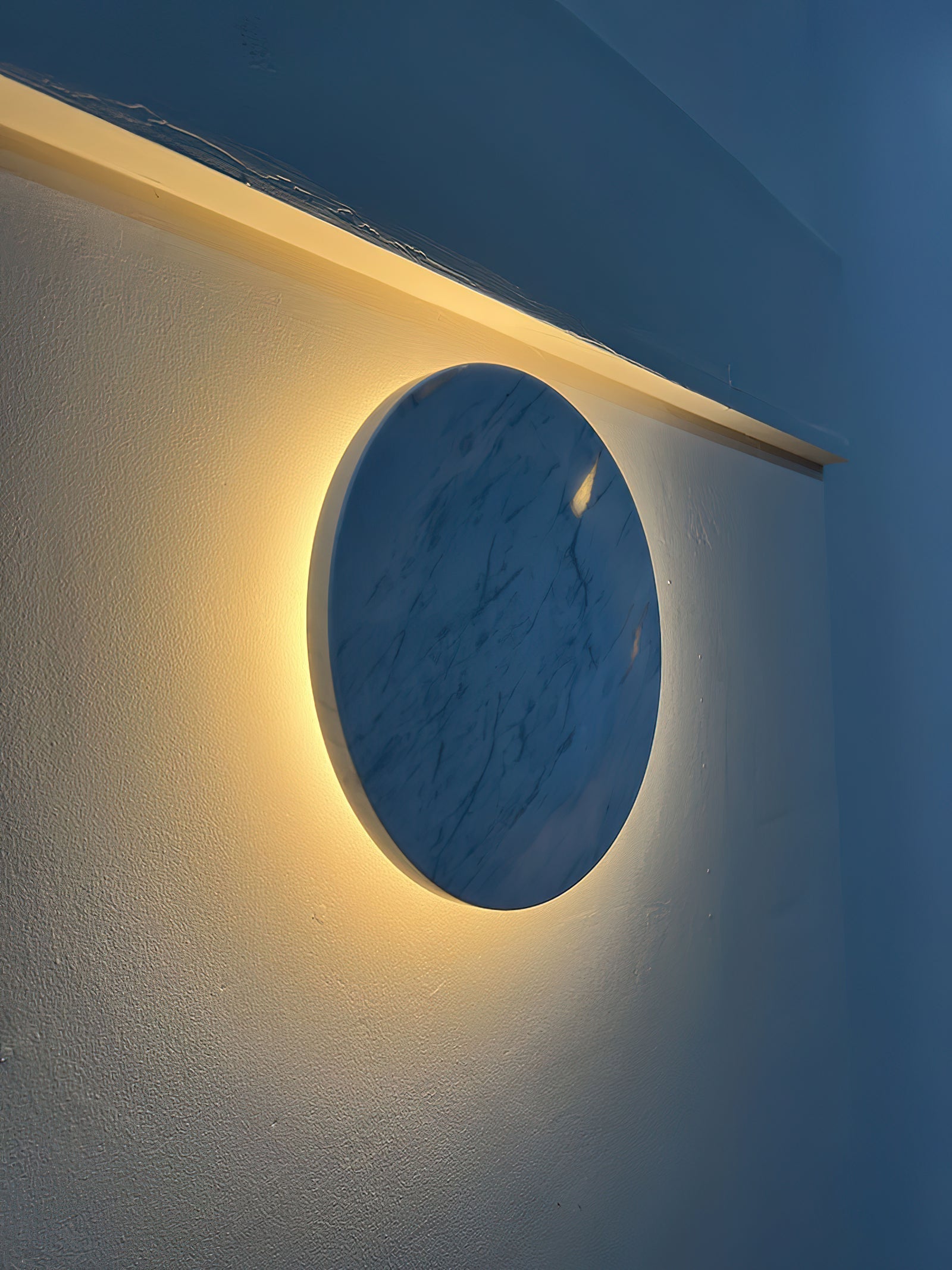 Freyza | Vasilora Round White White Marble Wall Light – Bedroom Hallway