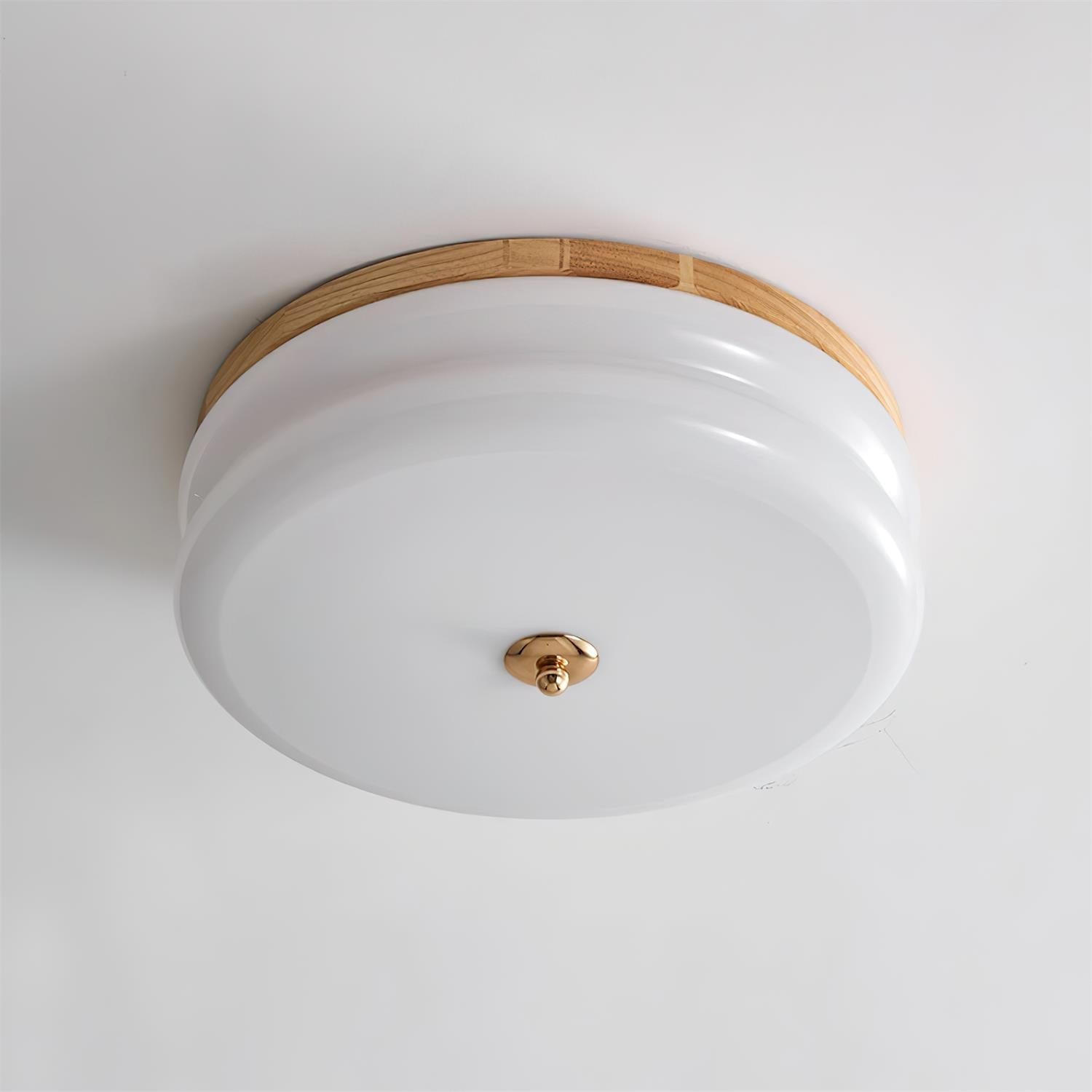 Freyza | Plafonnier en verre double épaisseur et bois – Minimaliste pour chambre, couloir et cuisine