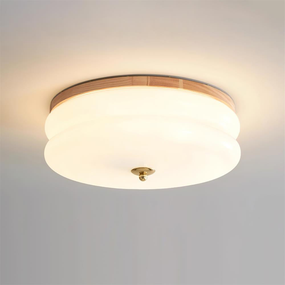 Freyza | Plafonnier en verre double épaisseur et bois – Minimaliste pour chambre, couloir et cuisine