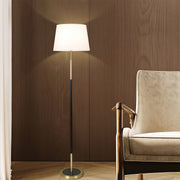 RusticAura | Vintage Black Gold Floor Lamp with Fabric Shade for Living Room 0