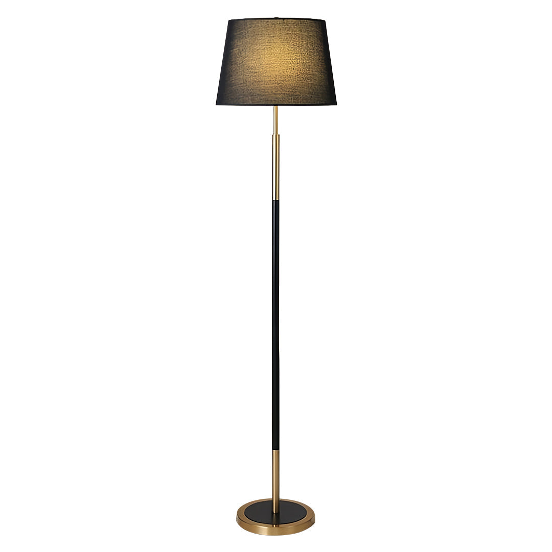 RusticAura | Vintage Black Gold Floor Lamp with Fabric Shade for Living Room 5