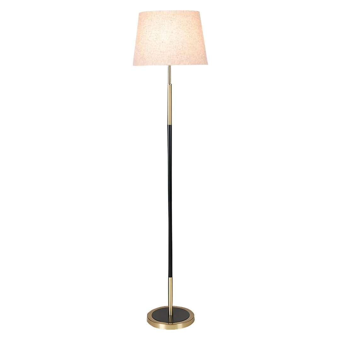 RusticAura | Vintage Black Gold Floor Lamp with Fabric Shade for Living Room 7