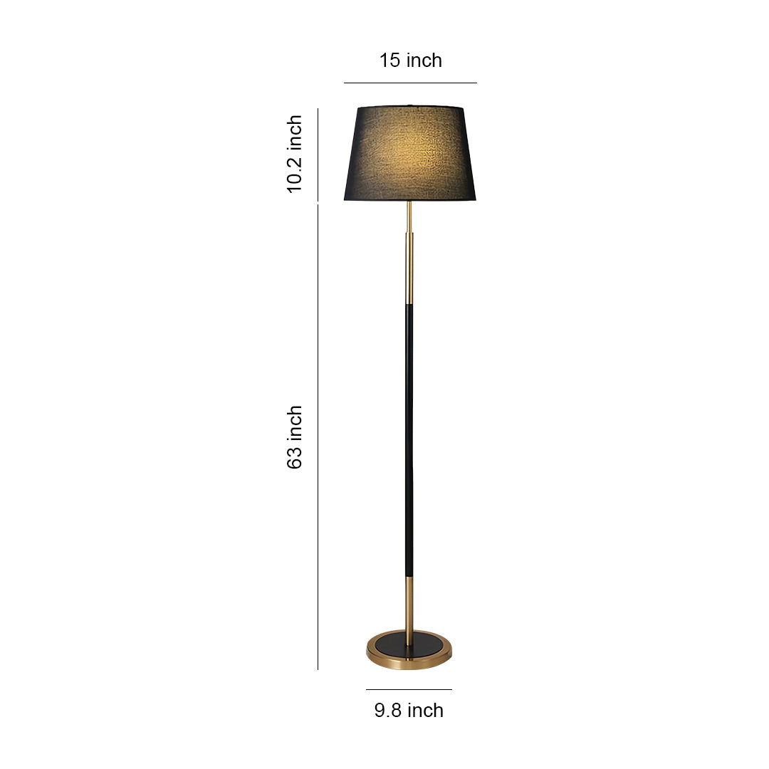 RusticAura | Vintage Black Gold Floor Lamp with Fabric Shade for Living Room 8