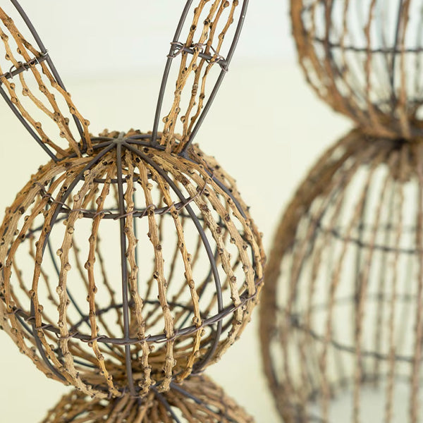 Freyza - Rustic Twig Rabbits | Handcrafted Figurines Set with Natural Vine Design | Unique Home Decor for Charming Displays