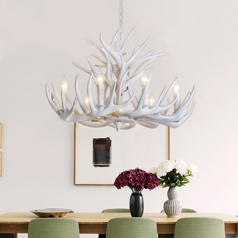 Freyza | Lustre rustique en résine avec bois de cerf Silva – Salle à manger et salon rustiques