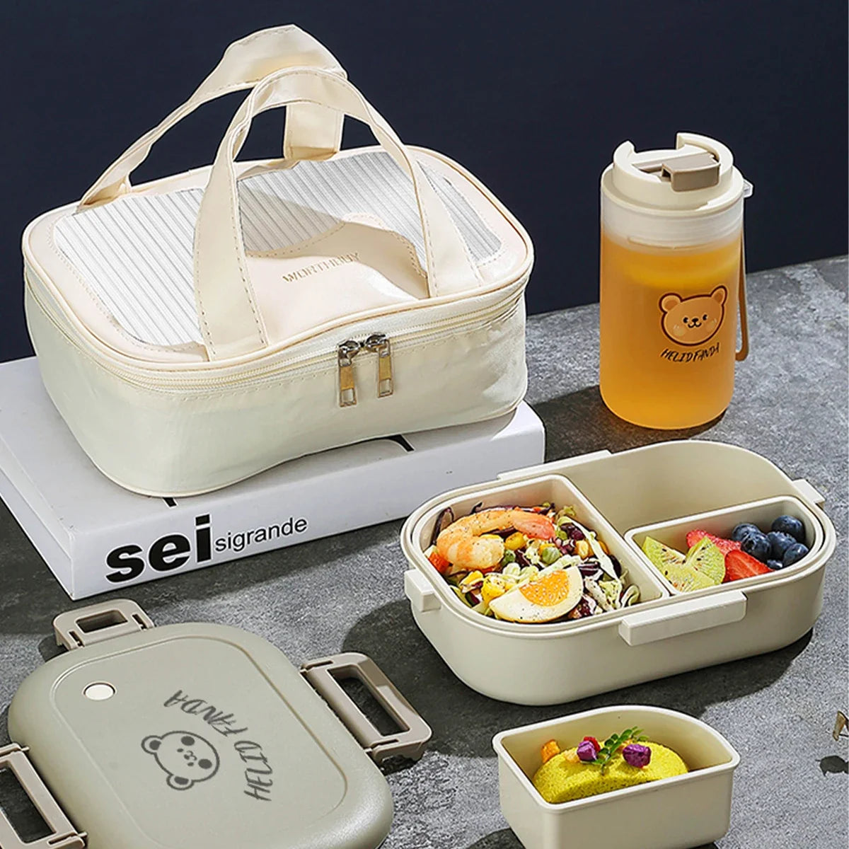 Boîte à bento de 27 oz, 3 compartiments | Boîte à repas étanche, compatible avec le micro-ondes