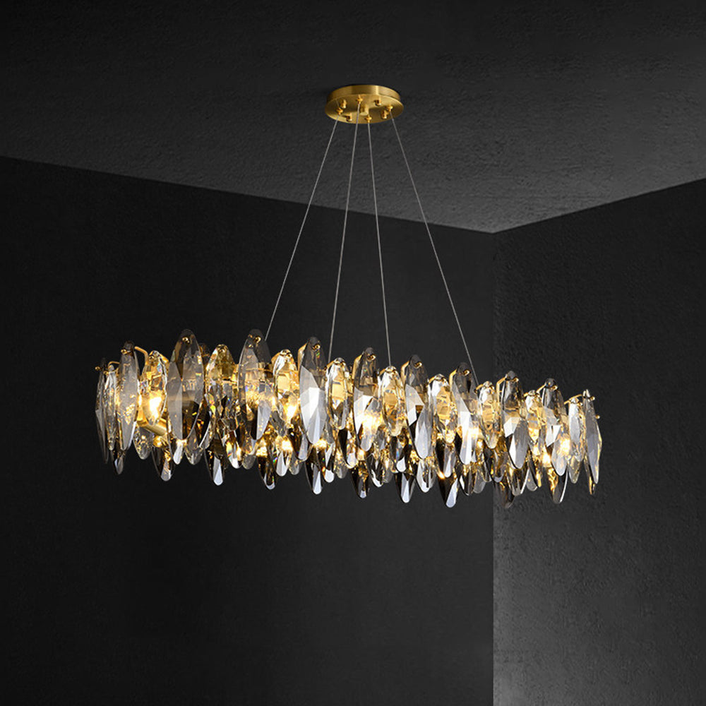 Freyza | Suspension dorée en cristal – Cuisine moderne et salle à manger