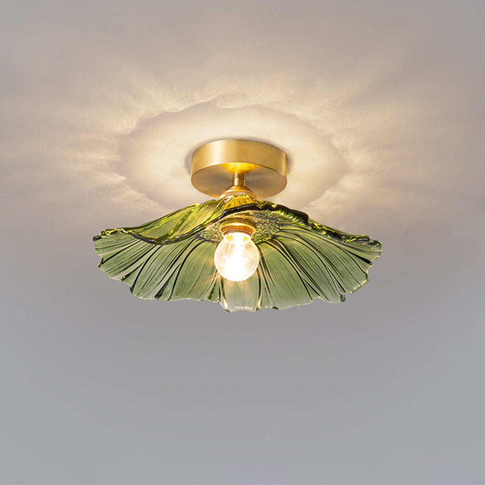 Plafonnier affleurant en verre fleuri Freyza | Calia – chambre, couloir, cuisine