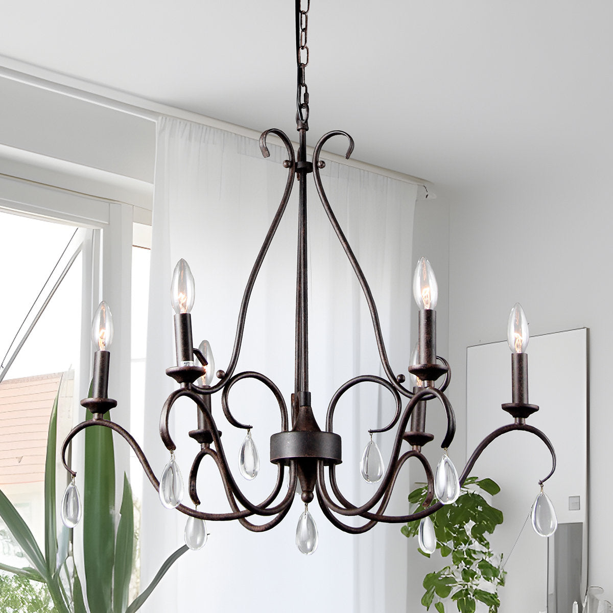 Freyza | Uzorus Vintage Industrial Crystal Chandelier – Industrial Dining Room Living Room