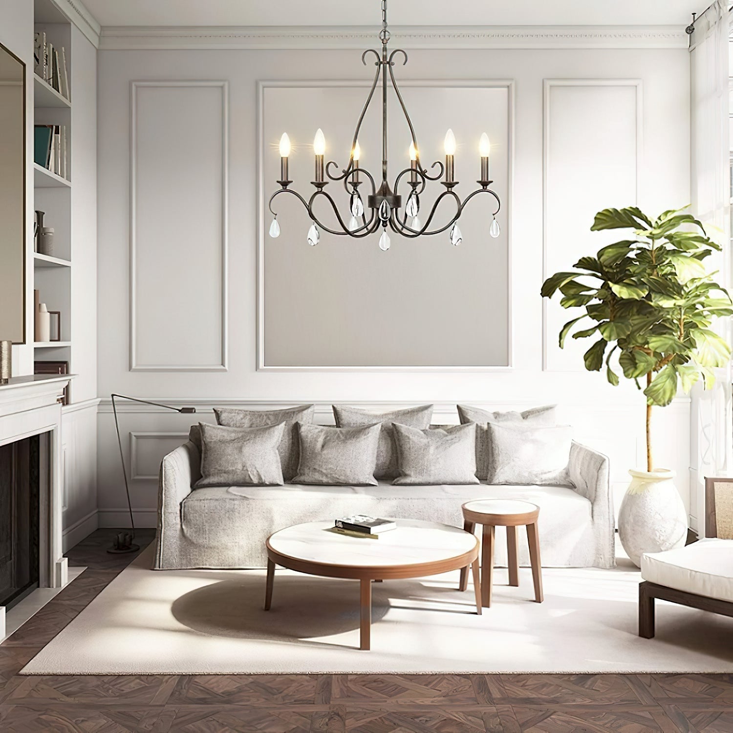 Freyza | Uzorus Vintage Industrial Crystal Chandelier – Industrial Dining Room Living Room