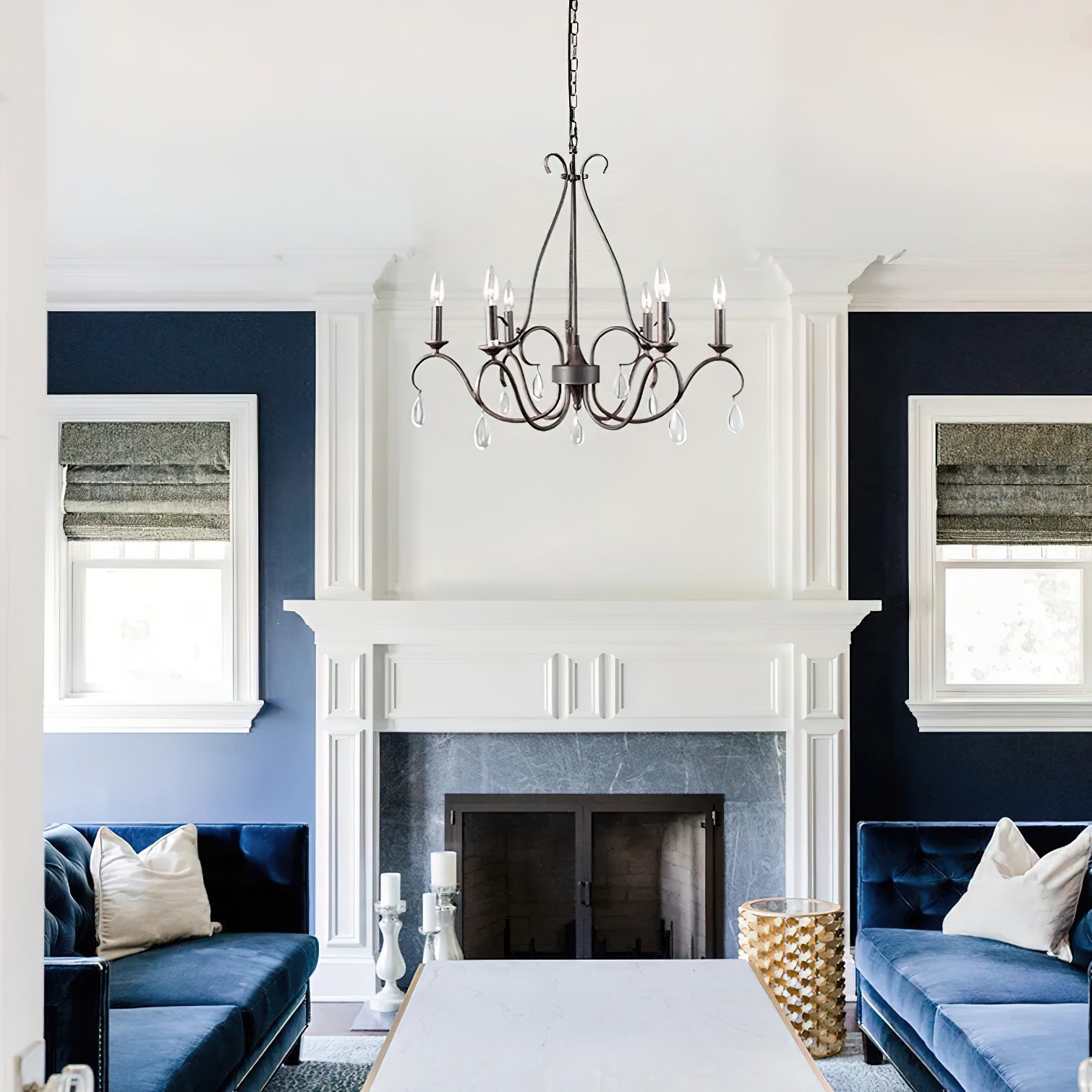 Freyza | Uzorus Vintage Industrial Crystal Chandelier – Industrial Dining Room Living Room