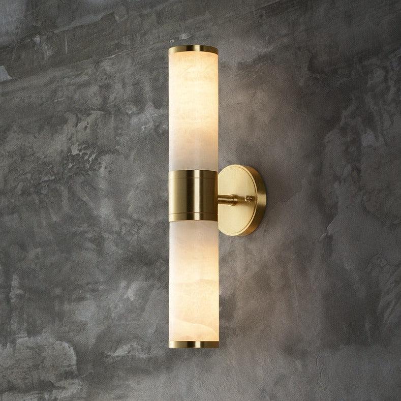 SageStone | Elegant Brass and Stone Wall Sconce Light Fixture 2