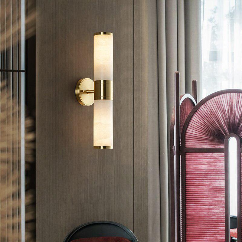 SageStone | Elegant Brass and Stone Wall Sconce Light Fixture 7