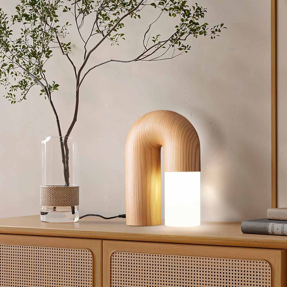 Salot | Elegant Minimalist Wood and Acrylic Table Lamp for Bedside 3