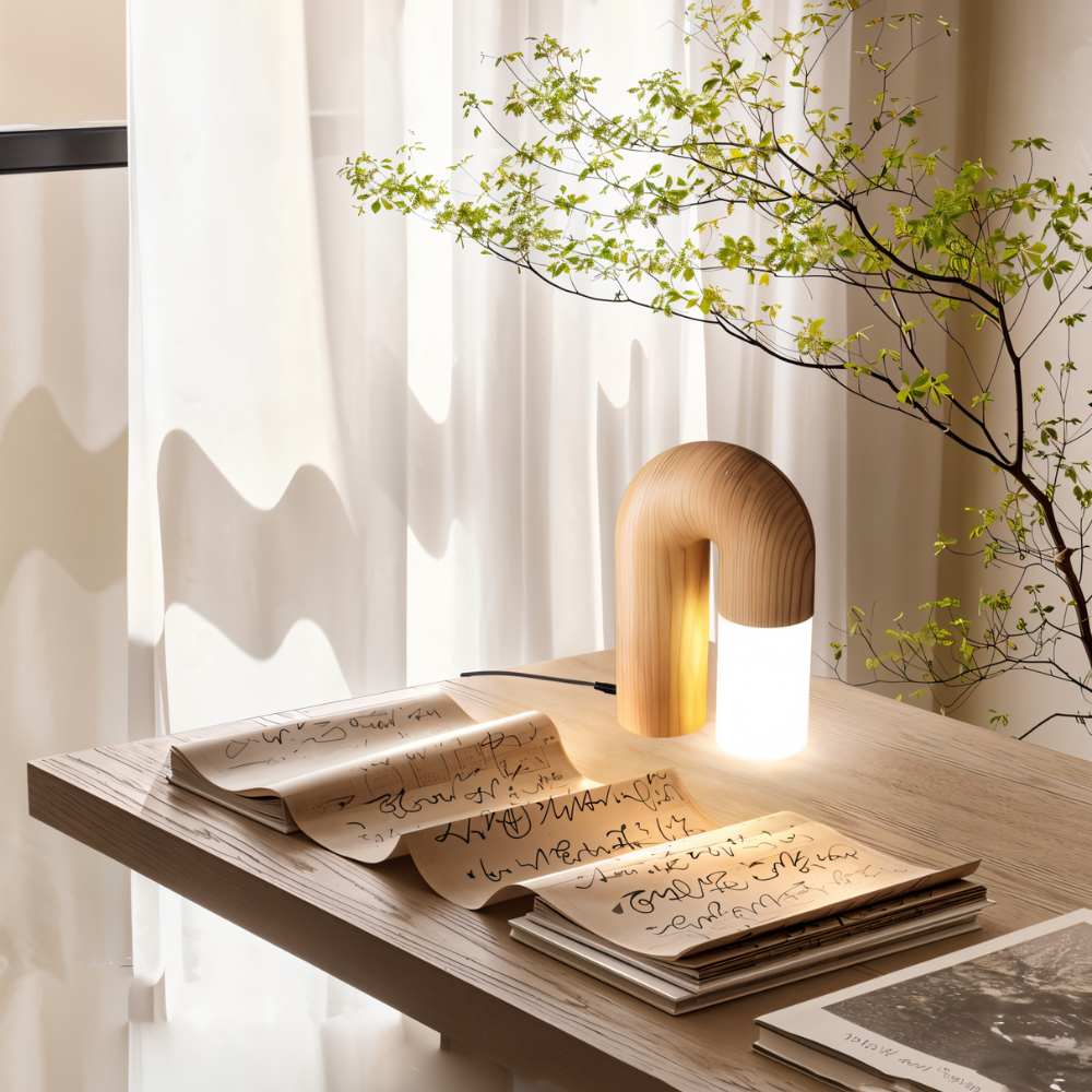 Salot | Elegant Minimalist Wood and Acrylic Table Lamp for Bedside 8