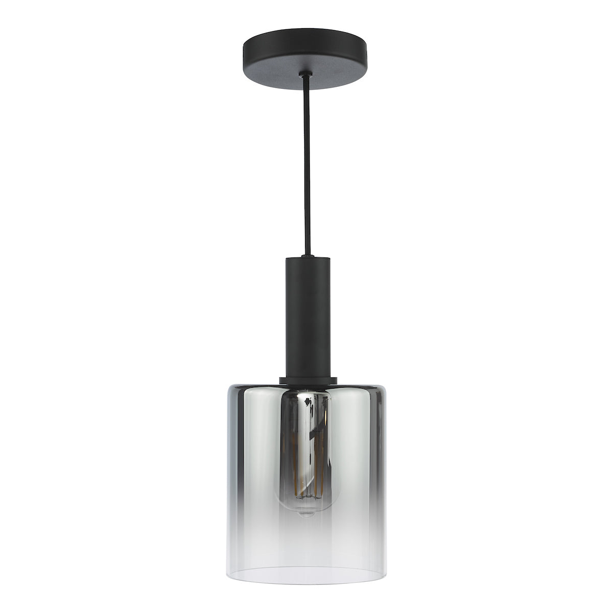 Savannah | Black Pendant Light with Adjustable Height & Smoked Glass Shade | Modern Industrial Design for Kitchen Island Illumination 0