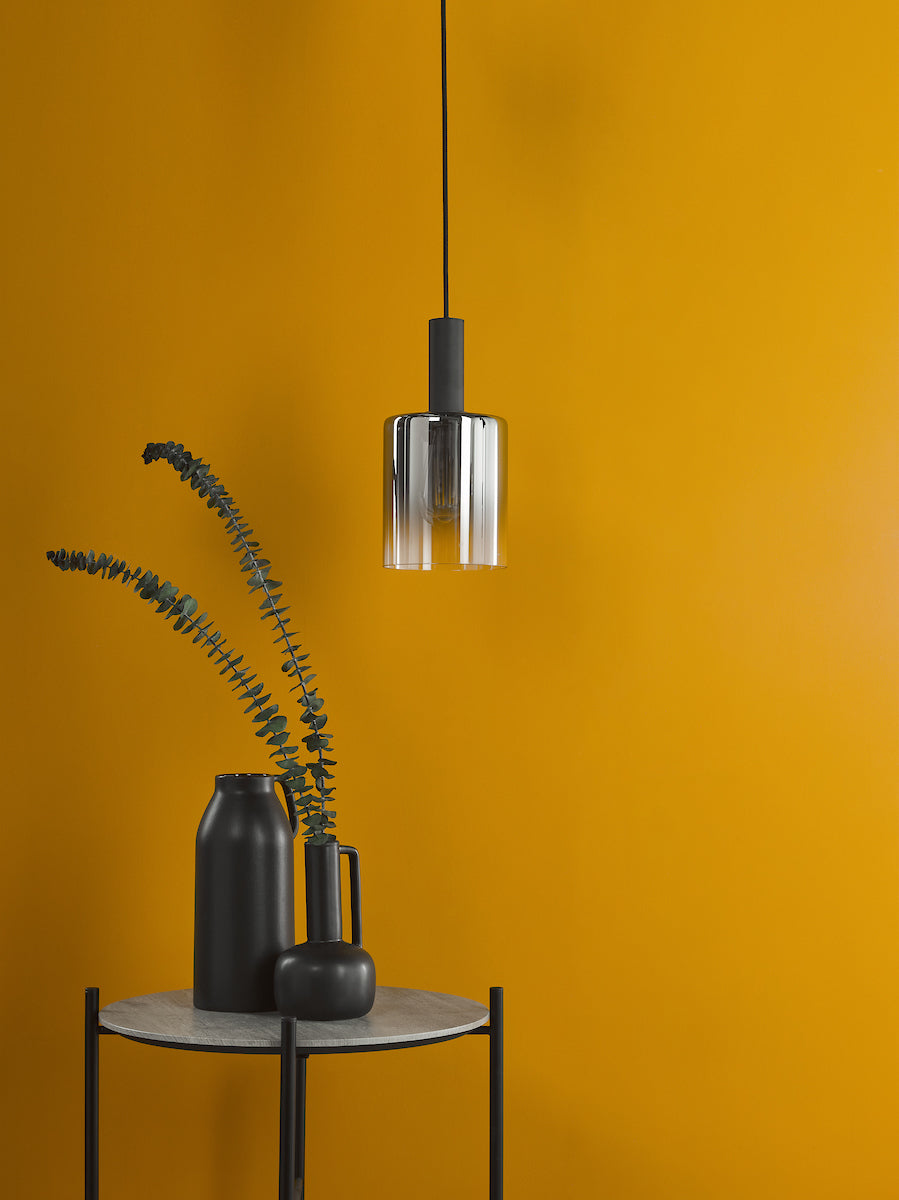Savannah | Black Pendant Light with Adjustable Height & Smoked Glass Shade | Modern Industrial Design for Kitchen Island Illumination 2